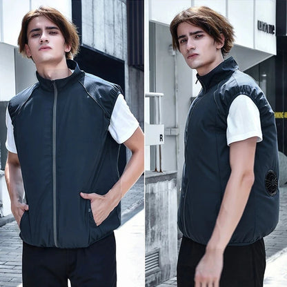 Men's USB Cooling Vest – Rechargeable Fan Jacket for Outdoor Work, Sports, Hiking & Summer Heat Protection