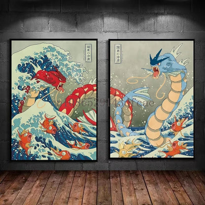Pokémon Empoleon – Toile Murale – Affiche d'Anime Moderne pour Salon, Chambre, Salle de Jeux et Décoration Intérieure