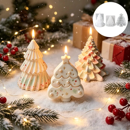 3PCS Christmas Candle Mold Set – Christmas Tree, Candle & Ornament Shapes for DIY Epoxy Plaster Candle Making and Craft Projects