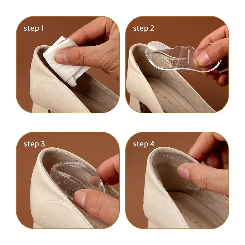 2PCS Invisible Silicone Gel Heel Pads – Adhesive Back Heel Protector Patches for Shoes, Cushioned Foot Care & Comfort Inserts