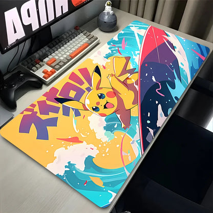 Alfombrilla de ratón Pokémon Pikachu – Alfombrilla de escritorio de goma con borde bloqueable para configuración de portátil y PC