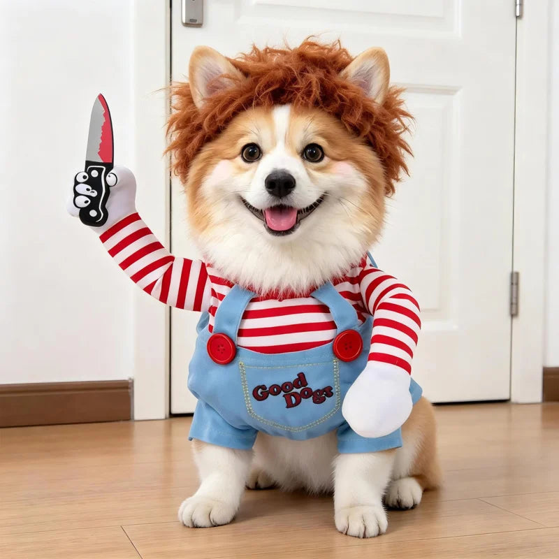 Funny Halloween Pet Transformation Costume – Cute Costume Outfit for Small Dogs & Cats, Creative Pet Clothing for Halloween Parties & Dress-Up
