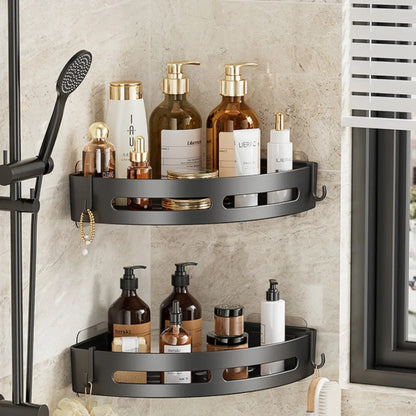 Plastic Bathroom Storage Rack – Adhesive Shower Caddy Shelf, No Drill Shampoo Holder Organizer, Corner Storage Shelf for Bathroom, Towel & Bath Accessories Rack 1/2/3pcs