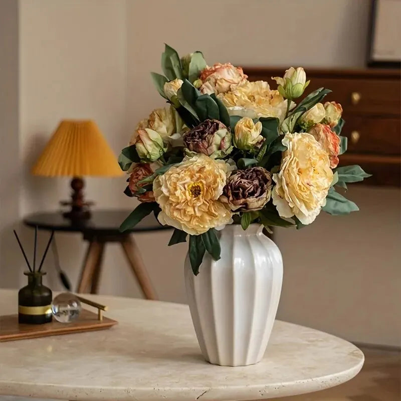 Bouquet de pivoines artificielles – Composition florale artificielle pour la décoration de la maison, du salon et de la table