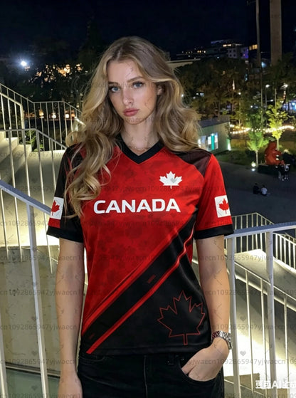 Maillot de Foot Canada 2026 T-Shirt Homme Femme Grande Taille Cadeau Fan Streetwear Tee-shirt Foot