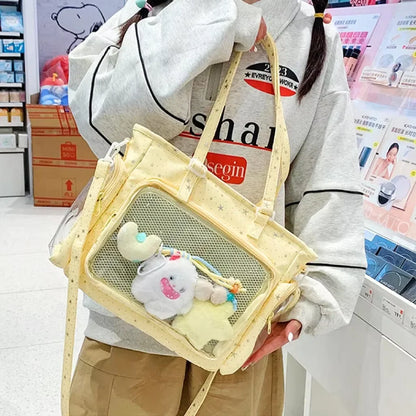 Bolsa Ita Japonesa Y2K para Mujer – Bonito Bolso de Hombro Transparente Lolita, Bolso Cruzado Grande de Exhibición DIY, Cartera de Moda Kawaii para la Escuela, Viajes y Uso Diario