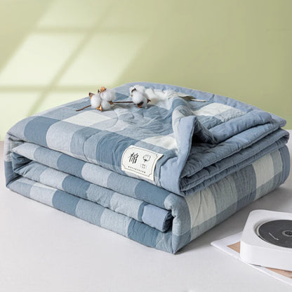 100% Cotton Summer Quilt – Lightweight Long Staple Cotton Comforter for Twin, Queen & Double Beds