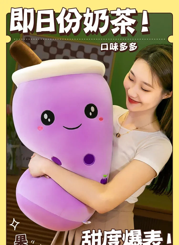 Giant Bubble Tea Plush Pillow – 22–70cm Squishy Milk Tea Boba Stuffed Toy Fruit Drink Bottle Decor Gift