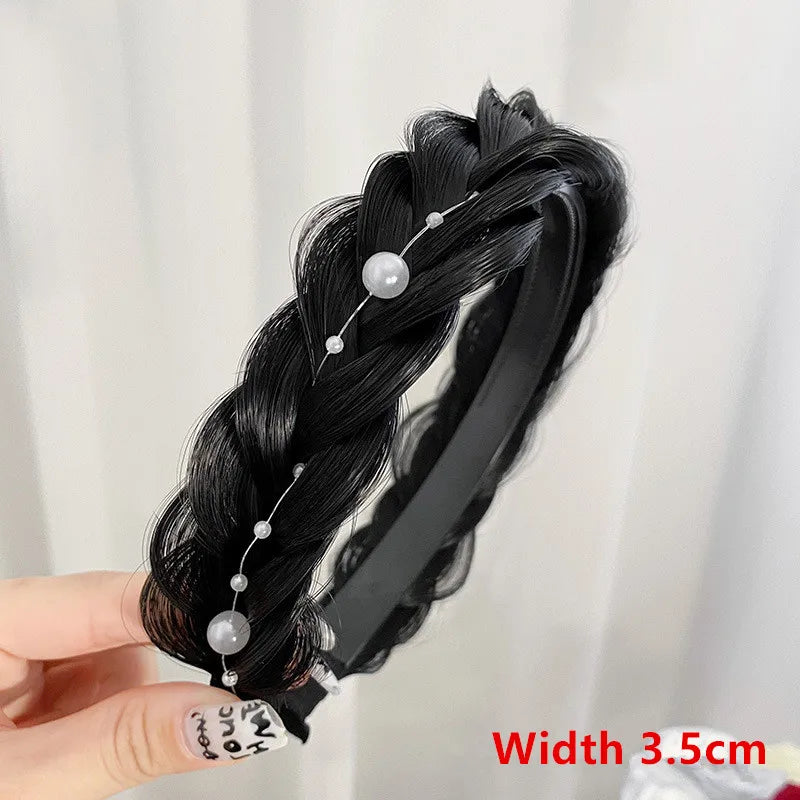 Diadema Bohemio Trenzado Sintético para Mujer Banda de Pelo Elástica para Fiestas y Cosplay