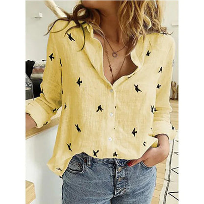 Women's Cotton Linen Oversized Shirt – Long Sleeve Button-Up Blouse, Casual Vintage Lapel Tunic & Y2K Streetwear Top
