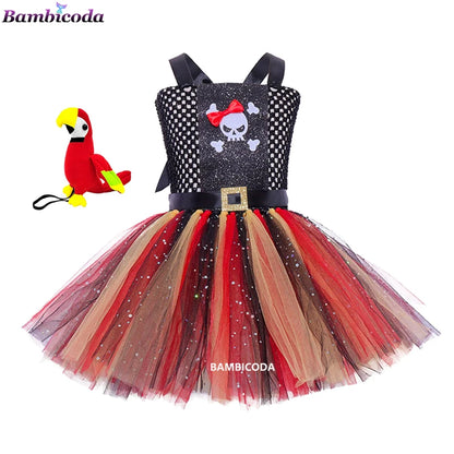 Girls Pirate Costume Dress – Fancy Cosplay Outfit for Halloween, Carnival & Party Dress-Up, Ages 3–10Y