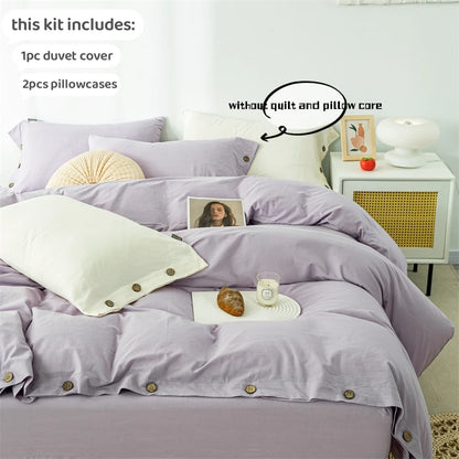 3-Piece 100% Cotton Bedding Set – Duvet Cover & Pillowcase Set for Queen & King Beds