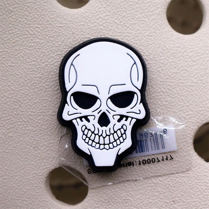 1PC Black & White PVC Shoe Charms – Skull, Ghost & Taichi Shoe Decorations, Shoe Buckle Accessories for Customization & Gifts