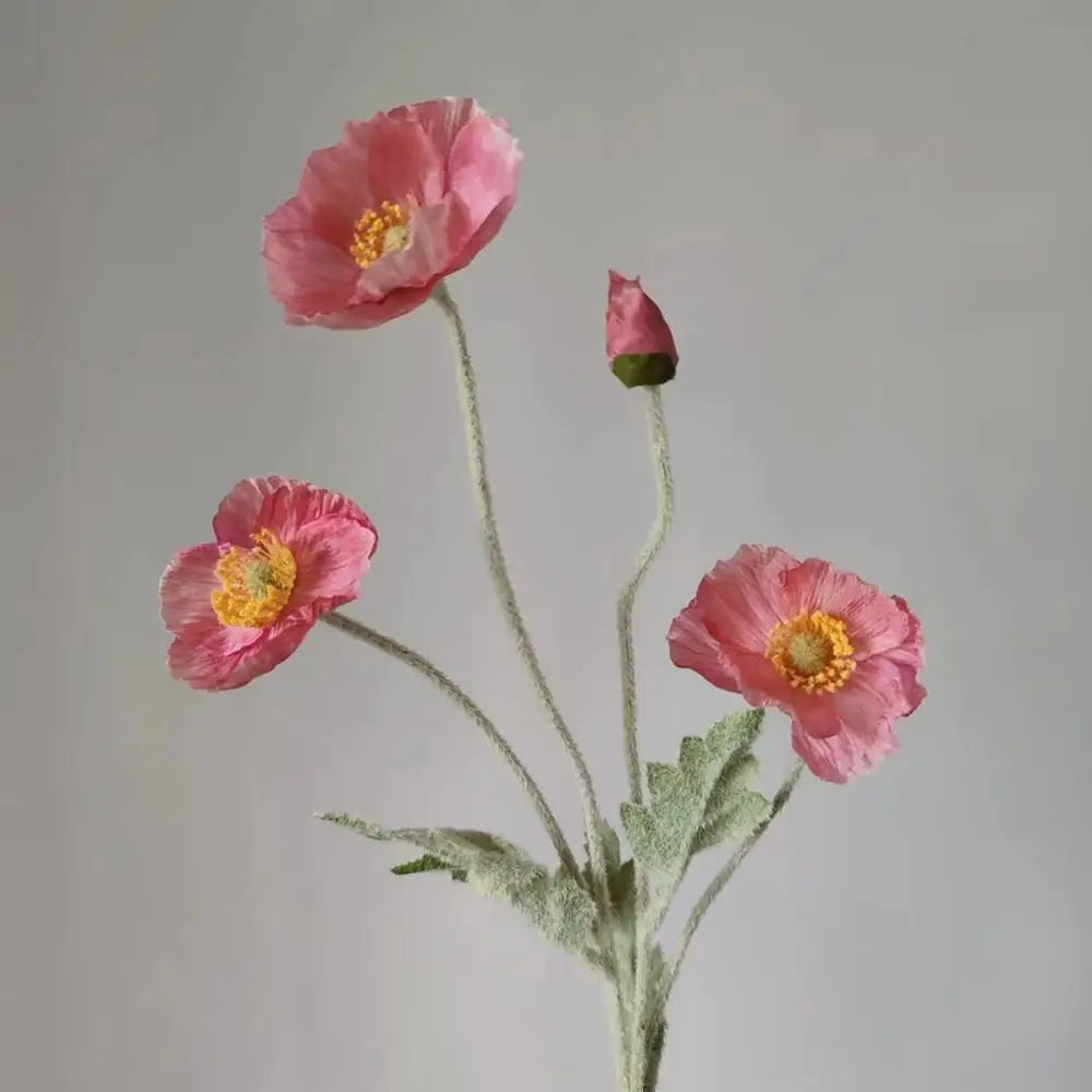 4 Heads Artificial Poppy Bouquet – Realistic Faux Flowers for Home Décor, Garden, Wedding Decoration, Party Arrangements & DIY Floral Projects