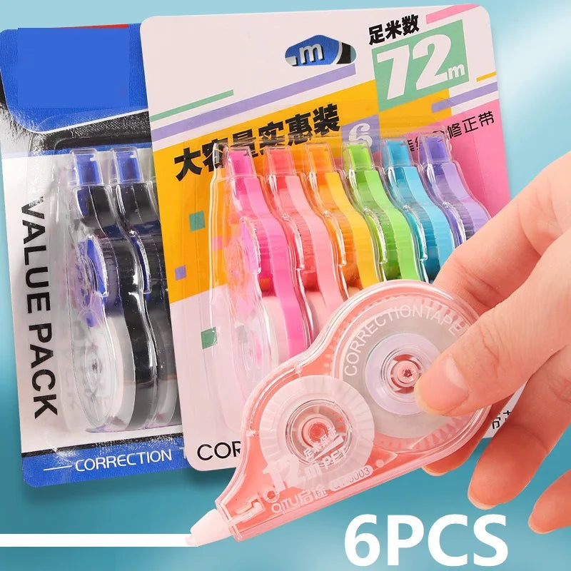 Juego de 6 Cintas Correctoras Kawaii – Cinta Correctora Bonita para Escuela, Oficina, Reparación de Errores de Escritura y Artículos de Papelería