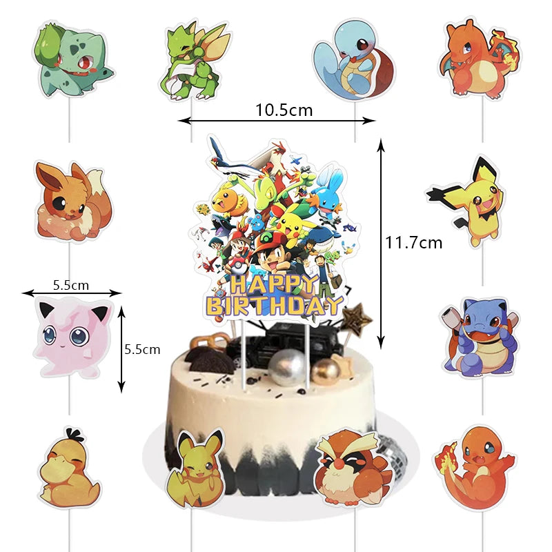 Pokémon Birthday Party Decorations – Lightning Pikachu Balloon Set with Disposable Tableware, Banner, Backdrop & Plates for Kids Events