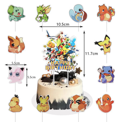 Pokémon Birthday Party Decorations – Lightning Pikachu Balloon Set with Disposable Tableware, Banner, Backdrop & Plates for Kids Events