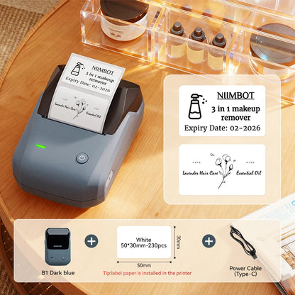 NiiMbot B21 Mini Thermal Label Printer – Wireless Bluetooth Barcode Label Maker with Portable Adhesive Printing for Office & Business