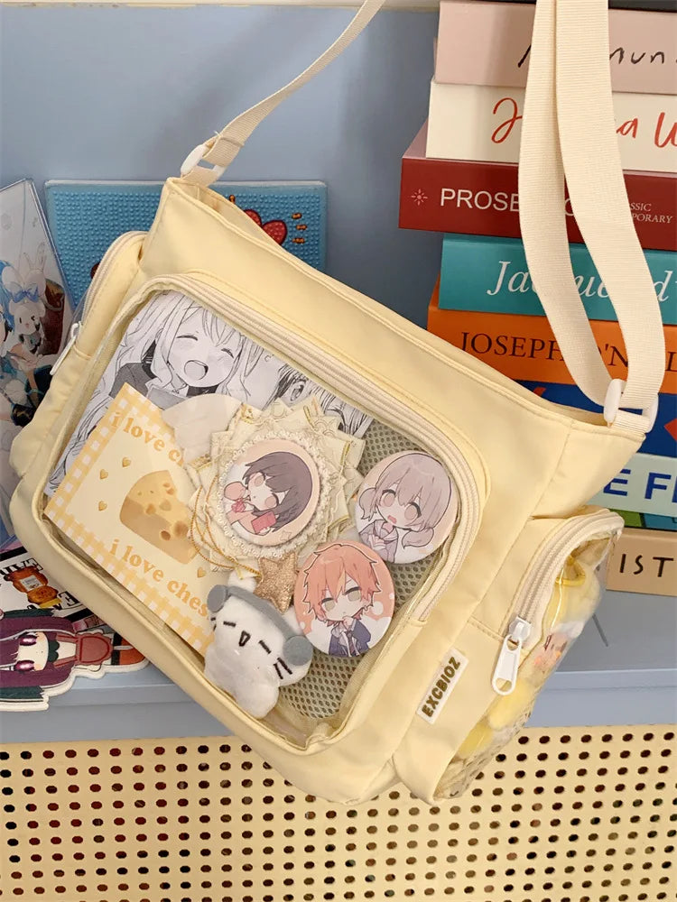Bolso bandolera transparente de moda – Bolso de hombro Ita de gran capacidad para niñas, bolso mensajero de estilo escolar a la moda, bolso Kawaii versátil para uso diario y accesorios