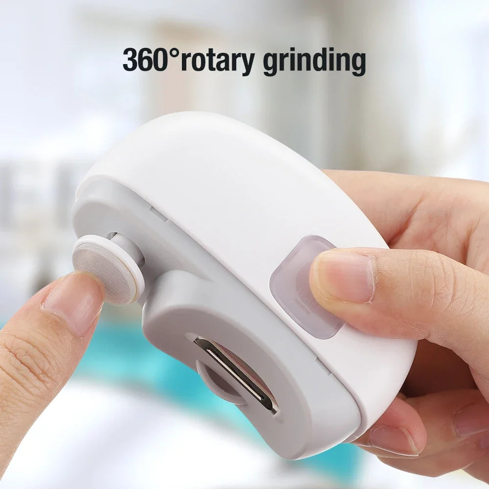 Electric Nail Clipper Trimmer – Rechargeable Baby & Adult Nail Cutter with LED Light, Grinder & Polisher
