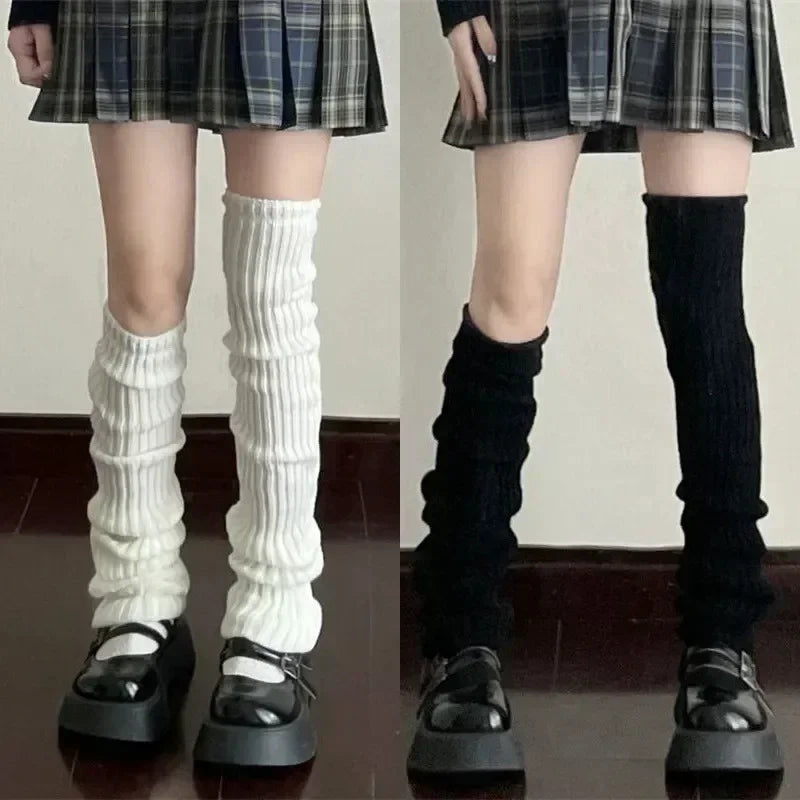Calentadores de piernas de punto Lolita para mujer – Puños largos de ganchillo para botas y calentadores de pies de invierno Y2K (40–70 cm)