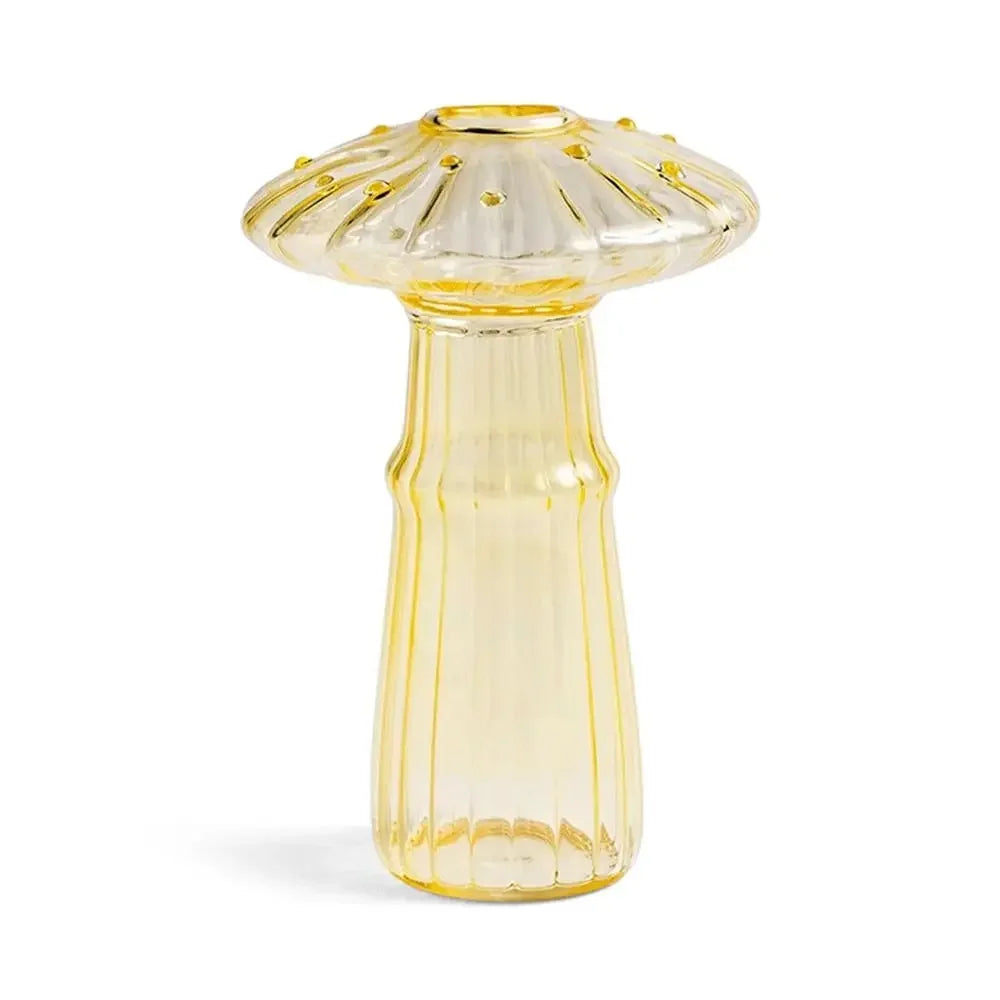 Florero de vidrio con forma de hongo – Maceta hidropónica transparente y jarrón decorativo de escritorio