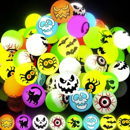 10–100PCS Mini Glow-in-the-Dark Halloween Bouncing Balls – Spider, Bat & Ghost Party Favors, Gift Bag Fillers & Spooky Decorations