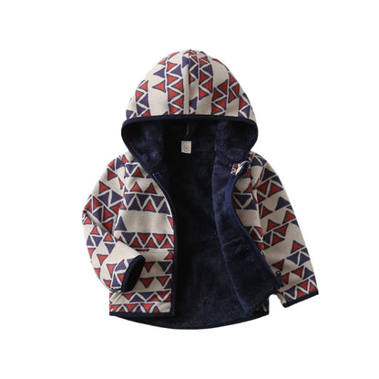 Kids Cartoon Print Fleece Jacket, Long Sleeve Warm Coat for Baby Boys and Girls, Soft Autumn Winter Outerwear for Children