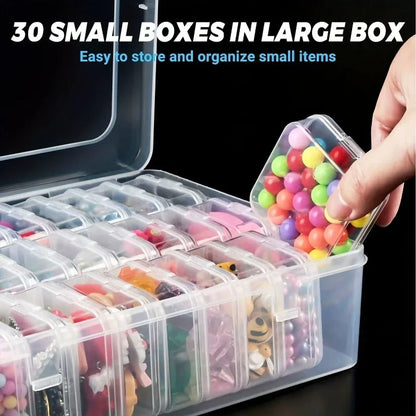 Transparent Plastic Storage Organizer Box – 14 or 30 Compartment Case for Jewellery, Beads & Small Parts
