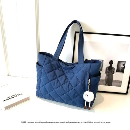 Bolso de hombro acolchado de algodón para mujer, de gran capacidad, para viajes diarios, compras y uso diario