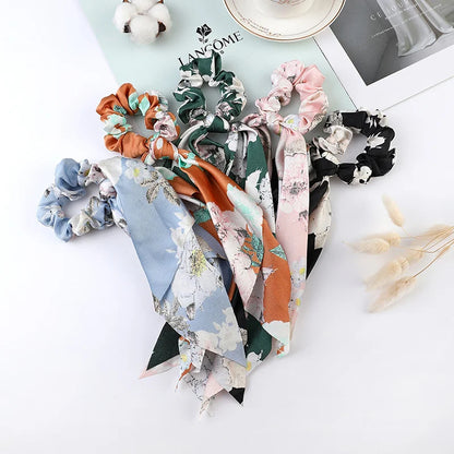 Korean Dots Scrunchie Hair Tie – Long Scarf Ponytail Elastic Hair Band for Women | Sweet Fashion Hair Accessories
