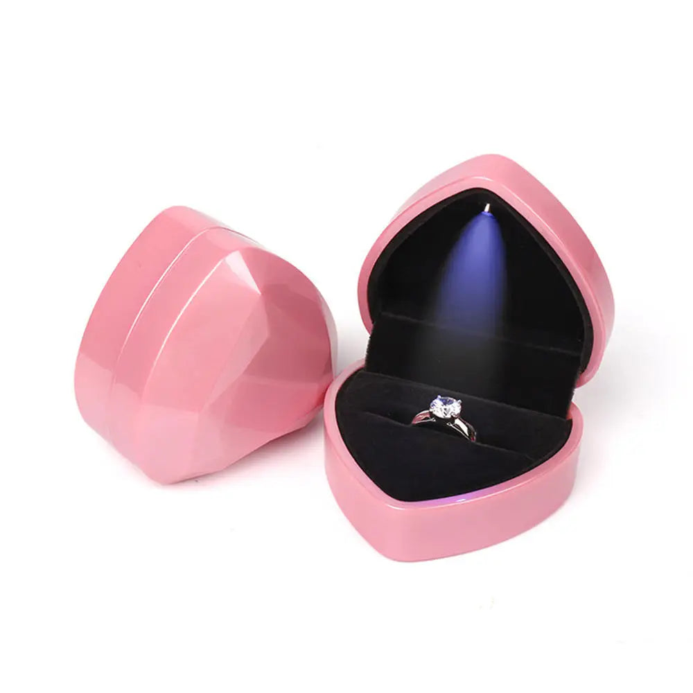 LED Velvet Jewelry Gift Box for Rings, Necklaces & Pendants – Luxury Lighted Proposal, Engagement & Wedding Display Case