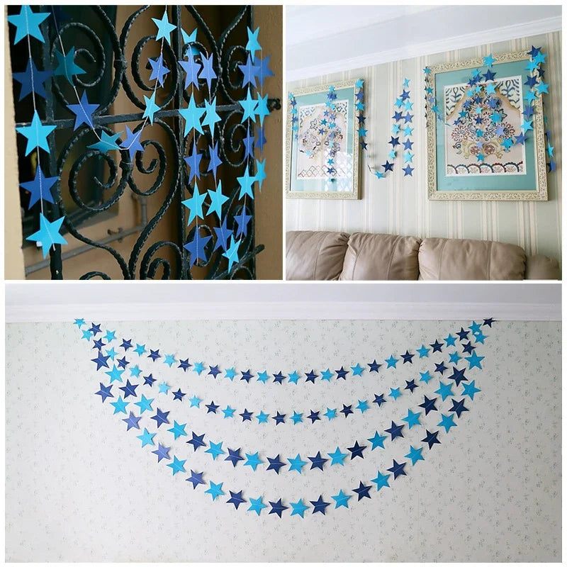4M Moon & Star Glitter Paper Garland – Hanging Party Banner for Weddings, Eid, Baby Showers & Celebrations