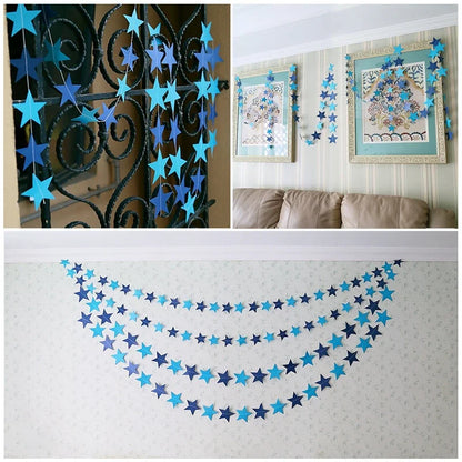 4M Moon & Star Glitter Paper Garland – Hanging Party Banner for Weddings, Eid, Baby Showers & Celebrations