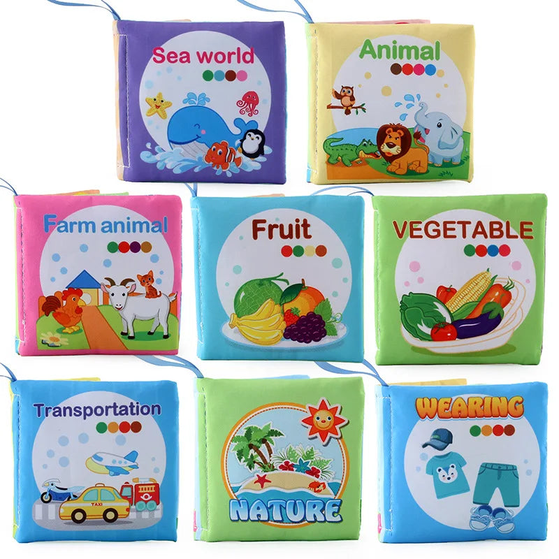 Livre en tissu doux pour bébé, Montessori animal 3D, jouet sensoriel pour nouveau-nés de 0 à 12 mois
