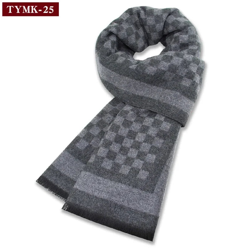 Écharpe d'hiver en imitation cachemire pour homme, douce à carreaux, chaude en mélange de laine, longue, châle, cache-col