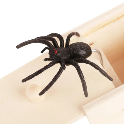 Juguete de Broma Araña con Caja de Madera – Regalo Realista de Halloween para Niños, Casas Embrujadas y Recuerdos de Fiesta
