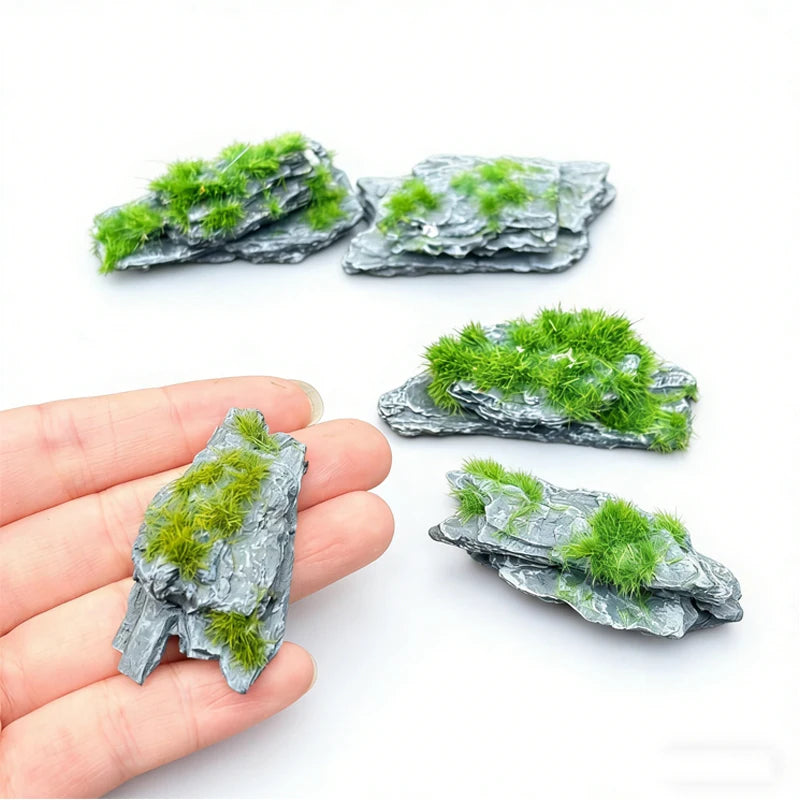 5PCS Irregular Miniature Rocks – 4-6cm Realistic Simulation Stones for Micro Landscape, Model Forest, DIY Crafts & Outdoor Decoration