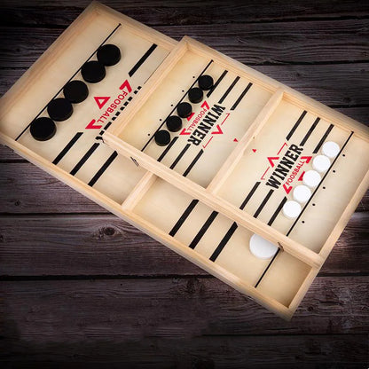 Table Hockey Sling Puck Board Game – Fast-Paced Desktop Battle Game for Family, Kids & Adults Party Fun