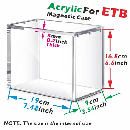 Caja de exhibición apilable de acrílico – Estuche de almacenamiento prémium ETB para cajas de entrenador élite, colecciones de juegos de cartas coleccionables y protección de exhibición de coleccionistas