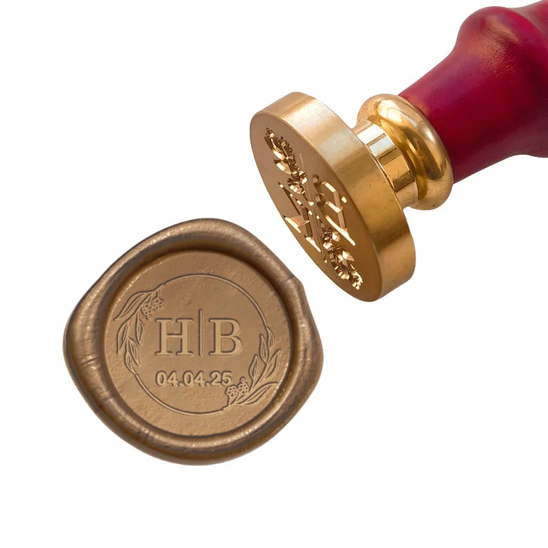 Sello de cera personalizado para bodas – Iniciales y logo personalizados, sello de metal para invitaciones | Embalaje de regalo DIY y accesorio de decoración de bodas