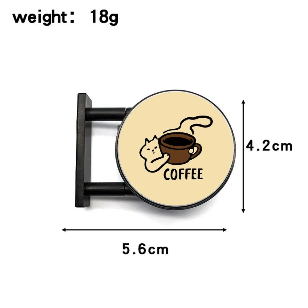 Retro Coffee Shop Fridge Magnet – Glowing Miniature Coffee Corner Magnetic Ornament for Home Décor