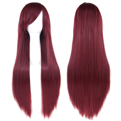 80cm Long Straight Multicolor Heat-Resistant Synthetic Cosplay Wig – Anime Halloween Party Costume Hairpiece