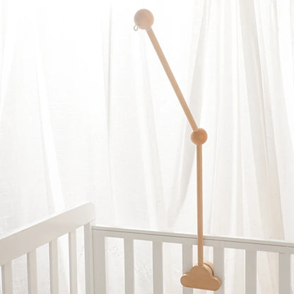 Baby Wooden Bed Bell Bracket – Newborn Crib Mobile Stand for 0-12 Months, Wooden Hanging Toy Holder with Crochet Bed Bell Rattle, Infant Nursery Decoration & Sensory Baby Toy Accessory