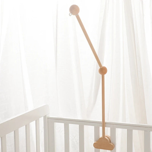 Baby Wooden Bed Bell Bracket – Newborn Crib Mobile Stand for 0-12 Months, Wooden Hanging Toy Holder with Crochet Bed Bell Rattle, Infant Nursery Decoration & Sensory Baby Toy Accessory