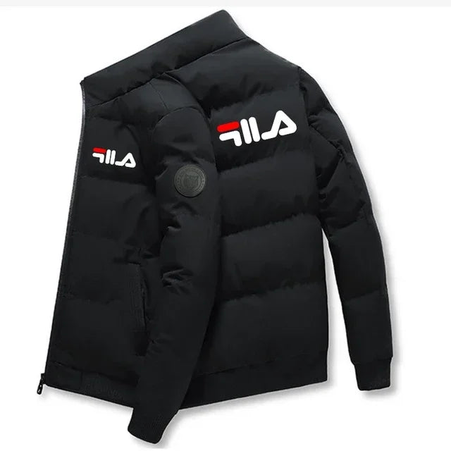 Men’s Short Winter Jacket – Thick Warm Windproof Coat with Zipper & Printed Design, Casual Outdoor Outerwear, Sizes M–5XL
