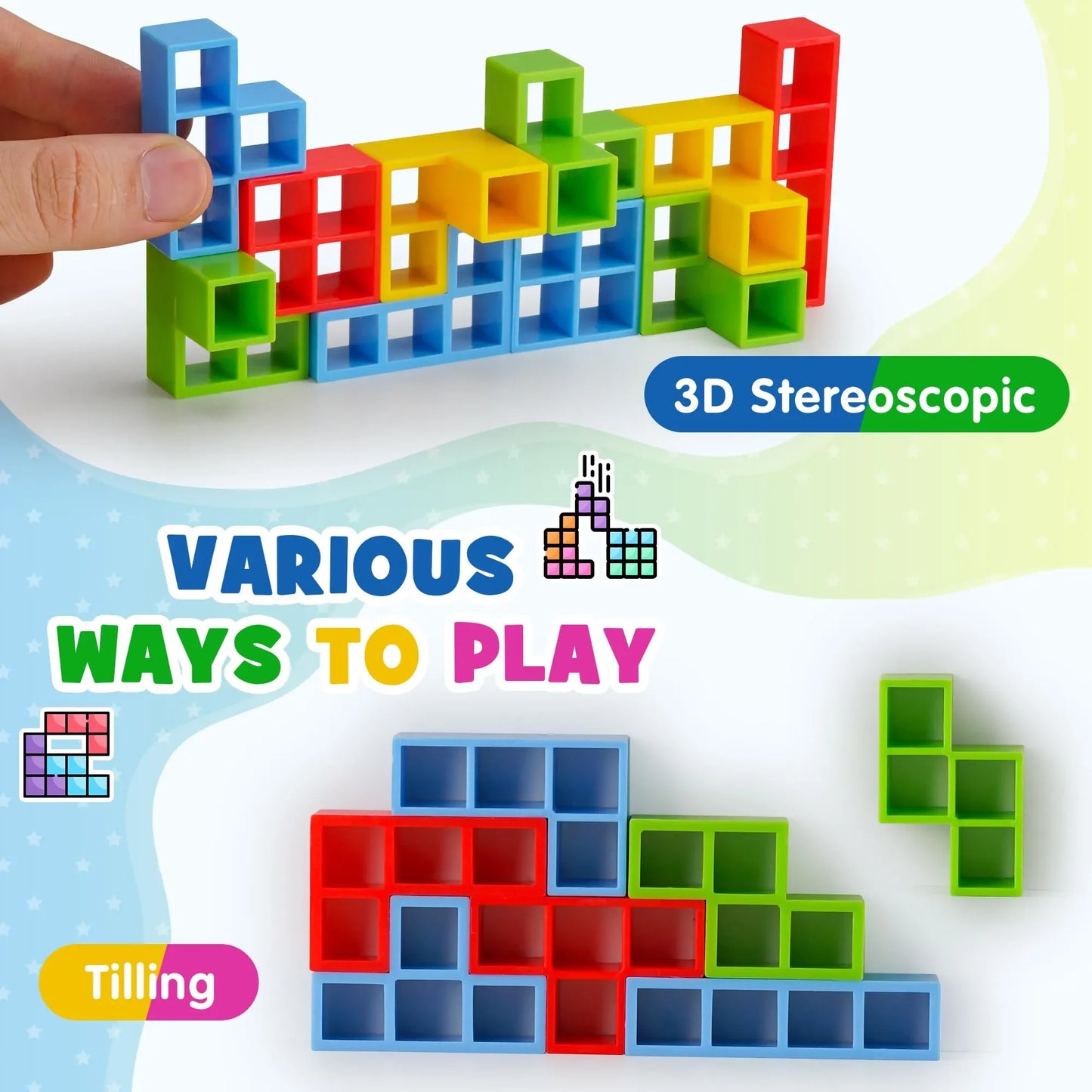 Juego de equilibrio y apilamiento Tetra Tower – Divertido juego de mesa de construcción de puzles para niños y adultos, desafío de apilamiento estratégico, actividad para noche de juegos en familia y regalo interactivo en equipo