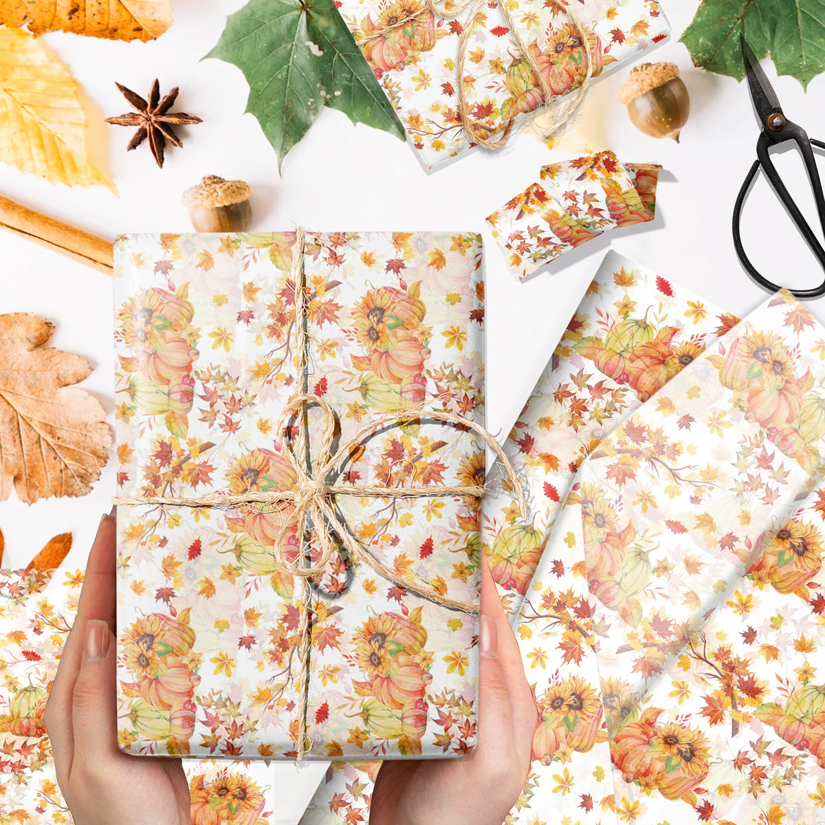 20/50PCS Thanksgiving Maple Leaf Tissue Paper – Autumn Gift Wrapping & DIY Packing Paper for Birthday, Wedding, Party & Holiday Supplies