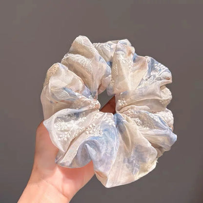 Korean Leopard Print Oversized Scrunchie – Large Elastic Hair Tie for Women & Girls | Retro Fashion Ponytail Hair Accessory