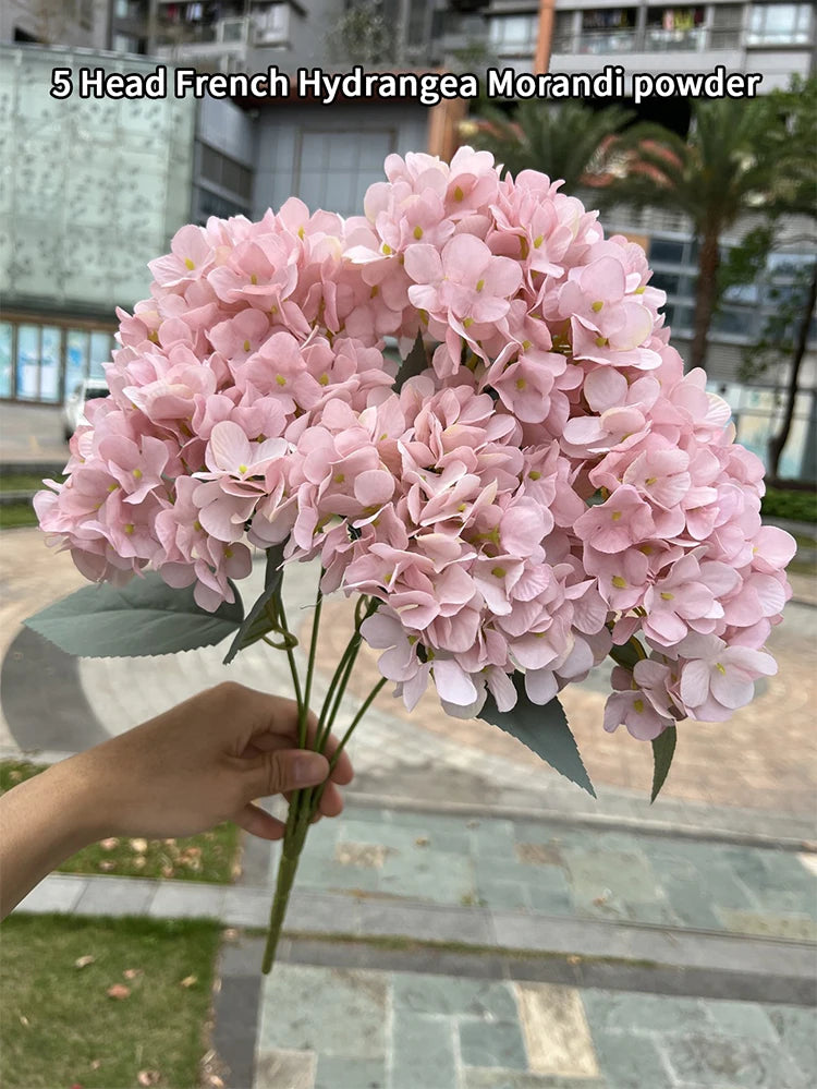 Bouquet d'Hortensias Artificiels à 5 Têtes – Fleurs Artificielles en Soie pour Décoration de Mariage, Arrangements de Fête, Décoration de Salon & Accessoires Floraux pour la Maison